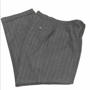 Jones New York Gray Wool Pinstripe Cuffed Trouser